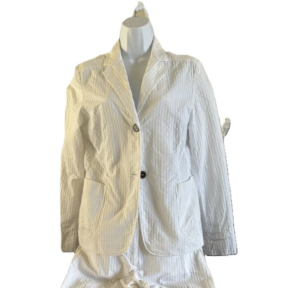 Jil Sander white seersucker suit size Fr 38 (US 6) pants & jacket - Picture 5 of 10